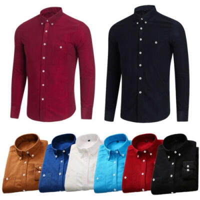 

Mens Corduroy Cord Long Sleeve Shirts Casual Vintage Collar Tops Blouse Outwear