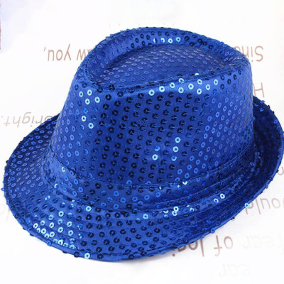 

11 Colors Unisex Women Men Sequin Shining Trilby Hat Cotton Fancy Party Dance Hat