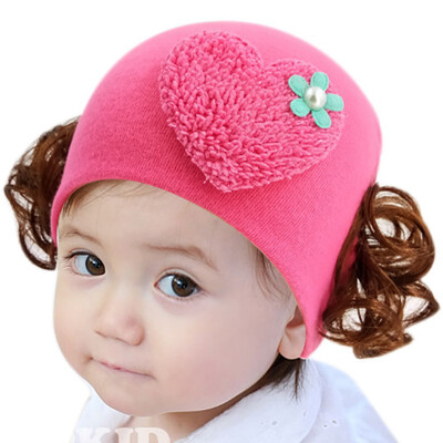 

New Cute Toddler Kids Baby Girl Cute Flower Wig Design Winter Warm Hat Cap Headwear