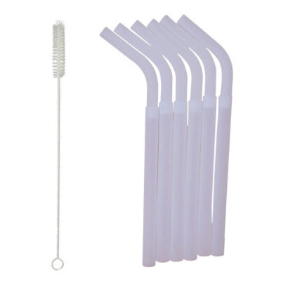 

6PC Folding Reusable Straw Soft Food Grade Silicone Drinking Bent Straws Kitchen Outdoor Travel Supplies