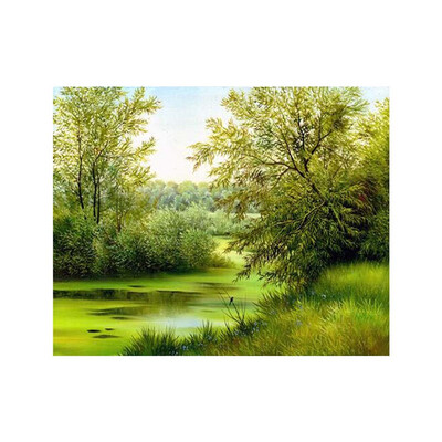 

30x25CM Spring Trees Scene Simple Color Full Printed 5D Rhinestone Painting DIY Cross-stitch Needlework