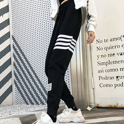

Women Jogging Pants Hip Hop Streetwear Casual Female Autumn Plus Size High Waist Elastic Korean Style Trousers