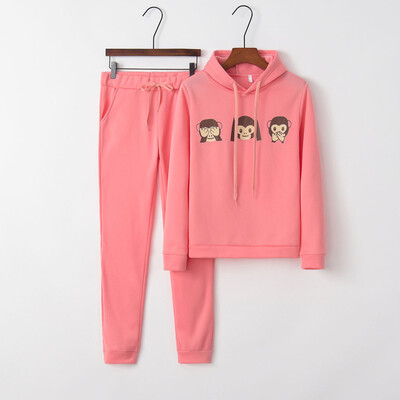 

Tailored Women Solid Color Hooded Sweatshirt&pant Tracksuit Sport Suit