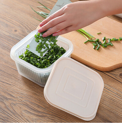 

Toponeto Square Drain Sealed Box Ginger Garlic Onion Food Container Refrigerator Storage