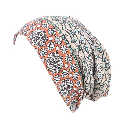 

6 Colors Women Print Turban Hat Hat Cotton Ponytail Beanie Cap