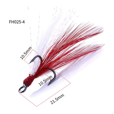

20pcsbox High Carbon Steel Fishing Treble Hooks With Red Feather High Carbon Steel Feathered Fishhooks