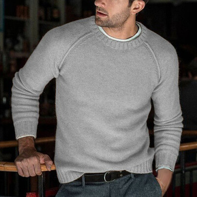 

Men Winter Warm Knitted Long Sleeve Outwear Tops Plus Size Crew Neck Sweatshirts