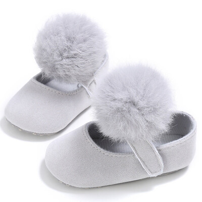 

New Style Kids Girls Fashion Cotton Fabric Toddler Shoes Girl Cute Hairball Anti-skid Princess Shoe