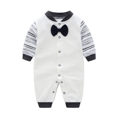 

Baby Jumpsuit Autumn Clothing Newborn Cotton Clothes Infant Long Sleeved Rompers Baby Boys Bow Tie Climbing Outwear