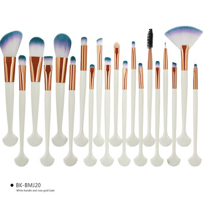 

Professional Shell Makeup Brushes Set 20 Pieces Plastic Handle Nylon Shell Brush Concealer Eyeshadow Blush Face Cosmetics Kit