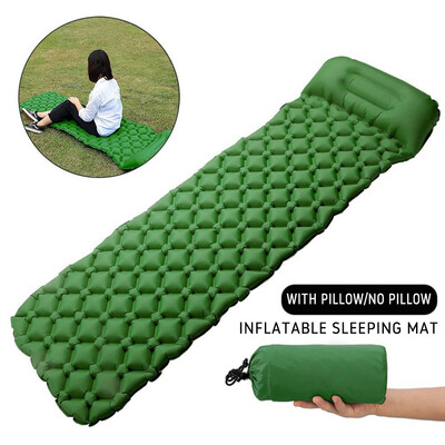 

Inflatable Sleeping Mat Camping Hiking Air Pad Roll Bed Mattress with Pillow