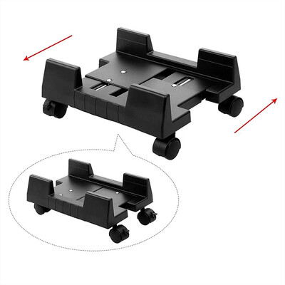 

Mobile Desktop Computer Floor Stand Rolling Wheels Adjustable Width PC Tower Holder Black