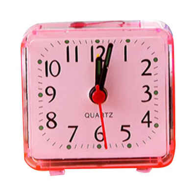 

Square Small Bed Alarm Clock Transparent Case Compact Travel Clock Mini Children Student Desk Watch