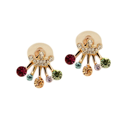 

2019 Fashion Women Diamond-studded Colored Star Butterfly Crown Earrings