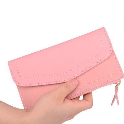 

Women Zipper Flip Button Faux Leather Purse Long Wallet Multi Slots Card Holder