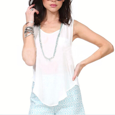 

Hot new For Summer Womens Ladies Chiffon Backless Shirt Tops Vest 5 Colors SMLXL2XL3XL Fashion