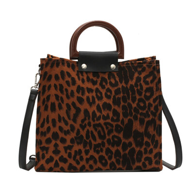 

Vintage Leopard Print Square Large Capacity Women Buckle Handbag Shoulder Bag