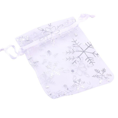 

100pcs Small Drawstring Transparent Gift Bags Snowflake Pttern Yarn Candy Pouch Wedding Party Favor holder