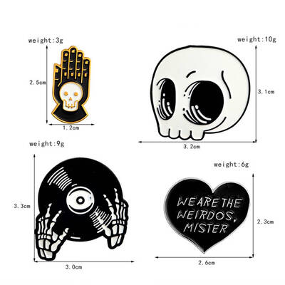 

4PCS Dark Skull Heads Light Disk Styles Alloy Oil Dripping Brooch Breastpins for Theme Party