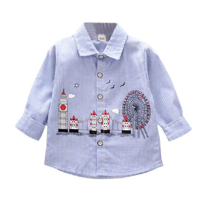 

Children British Shirt Boys Long Sleeve Shirts New Autumn Children Casual Tops Kids Clothing 1-5Y