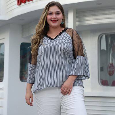 

Gobestart Women Autumn Winter Casual Plus Size Long Sleeve Patchwork T Shirt Top Blouse