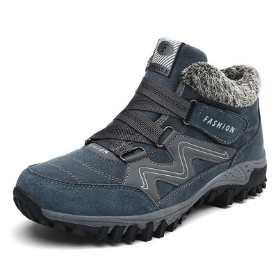 

Mens Women Hiking Shoes Winter Warm Plus Velvet Sneakers 2018 New Hook&Loop Anti-slip Men And Women Cotton Shoes