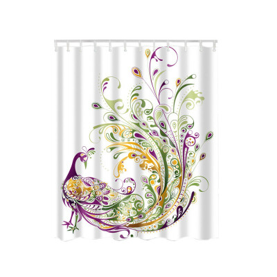 

Animal Pattern Elephant Butterfly Peacock Shower Curtain Decor by Deer Picture For Print Polyester Fabric Bathroom Set With Hook