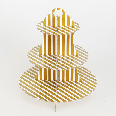 

3-Tier Round Cardboard Cupcake Stand Pastry Serving Platter Party Dessert Tower