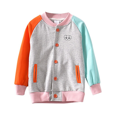 

2-7T Long-Sleeve Button Thick Coat Puppy Cartoon Print Boys Girls Color Matching Baseball Tops Uniform Autumn Winter