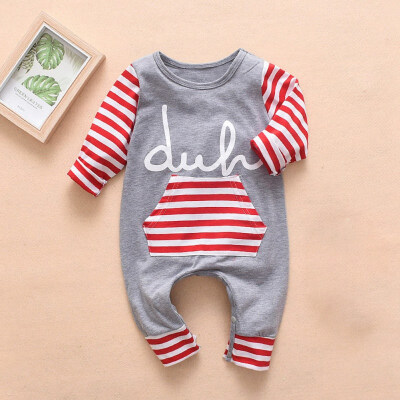 

NEW 2 Colors Autumn Winter Baby Casual Bodysuits Striped Printing Long Sleeve Body Suits Kids Toddler Bodysuits