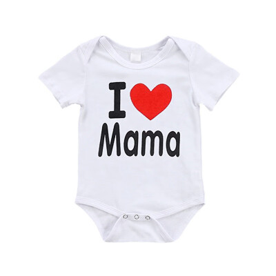 

Newborn Baby Clothes Short Sleeve Girl Boy Clothing I Love Papa Love Me Design 100Cotton Rompers de bebe Costumes White