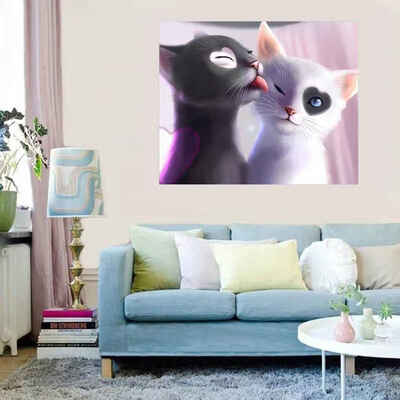 

Rhinestone Embroidery Pictures DIY Diamond Painting Cat Cross-stitch Drawings Needlework Stitchwork Living Room Decor