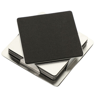 

6 PCS Coasters Stainless Steel Holder With Coaster Set - Bar Drink Cup Holder