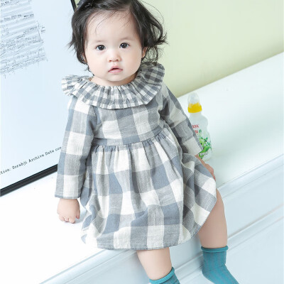 

Spring Autumn Cute Baby Kid Girls Casual Plaid Dress Long Sleeve Princess Children Party Clothes