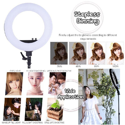 

Andoer 18 Inch LED Video Ring Light Fill-in Lamp Studio Photography Lighting 50W Adjustable Brightness 3200-5500K Color Temperatur