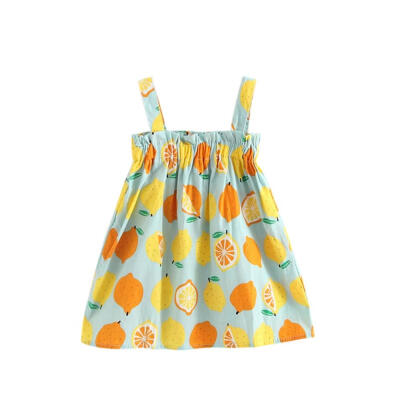 

Girl Princess Dress Summer Sleeveless Lemon Printed Cotton Children Kids Sundress Summer Dresses for girls