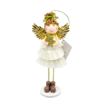 

Christmas Standing Gold Angel Doll Desktop Ornament Holiday Figurines Gift For Boys & Girls