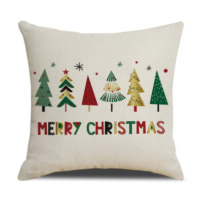 

Merry Christmas Day Cushion Covers Square Santa Claus Pillow Cases Home Decorative Sofa Throw Pillows Covers