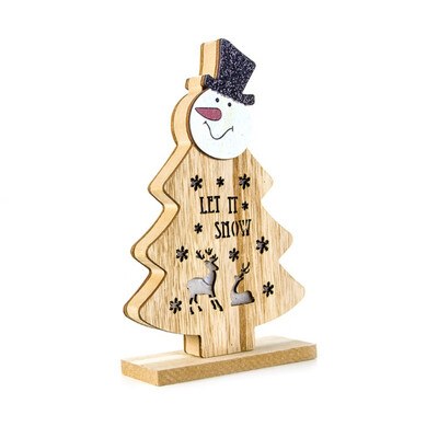 

Christmas Decoartions Wood Cutout Xmas Tree Craft With LED Desktop Ornaments Holiday Decor Supplies