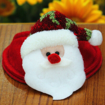 

Household Decoration Christmas Decor Santa Claus Shape Cute Bright Color Red Wine Glass Coaster