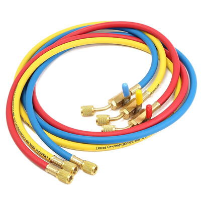 

3PCSSet High Quality 150cm 600PSI Working Pressure HVAC 14inch SAE R410a R134a Charging Hoses Red Shut Valve