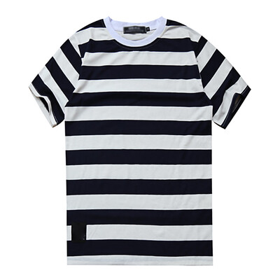 

Men Summer Casual Stripe Round Collar T-shirt Short Sleeve Summer Tee Top