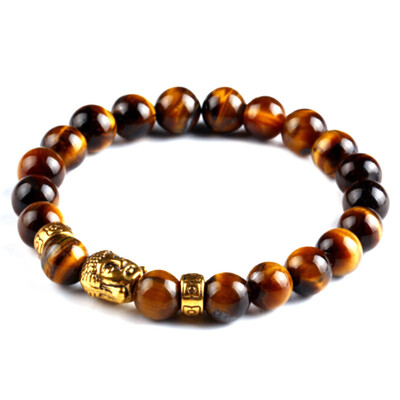 

New Mens Handmade Elastic Band Nylon Wirstband String Buddha Head Beaded Bracelets & Bangles Jewelry Accessories for Male