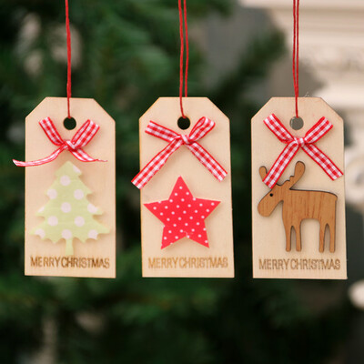 

Tailored Christmas Decorations Christmas Wooden Pendant Bow Wooden Tag 3PC