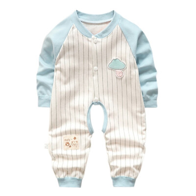 

Autumn Baby Boy Girl Casual Cartoon Striped Print Romper Infant Long Sleeve Children Clothes Jumpsuit Outfits
