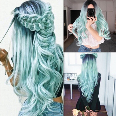 

Gobestart Fashion Synthetic Long Wavy Gradient Dyeing Natural Hair Full Wigs For Women