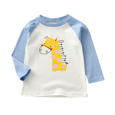 

Autumn Baby T-shirts 1Y-6Y Boy Girl Long Sleeve T-Shirts Kids Cartoon Animal Print Tops Shirts Casual Blouse 6 Colors Soft Kids