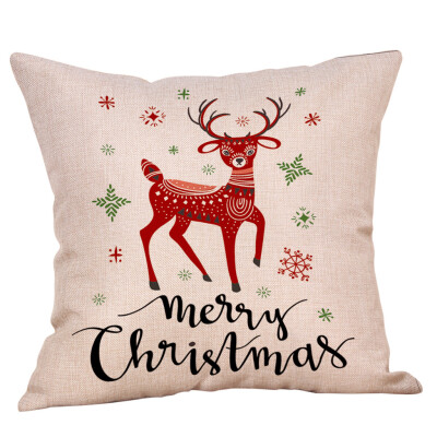 

Tailored Merry Christmas Pillow Cases Cotton Linen Sofa Cushion Cover Home Decor
