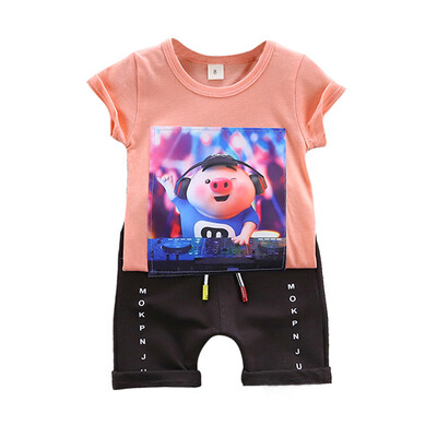 

Baby Boy Sport Sets Animal Piggy DJ Print Short Sleeve Shorts Set Two-piece