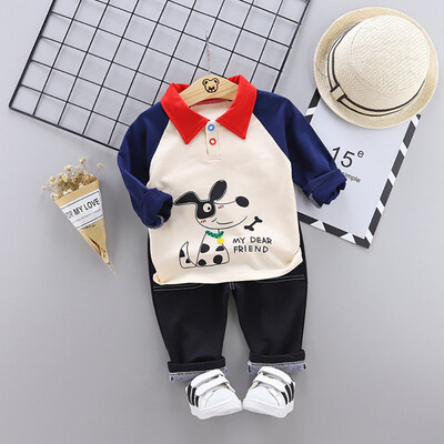 

Spring Autumn Casual Baby Long Sleeve Cartoon Printing Top And Trousers Kids Two-piece Outfit Set